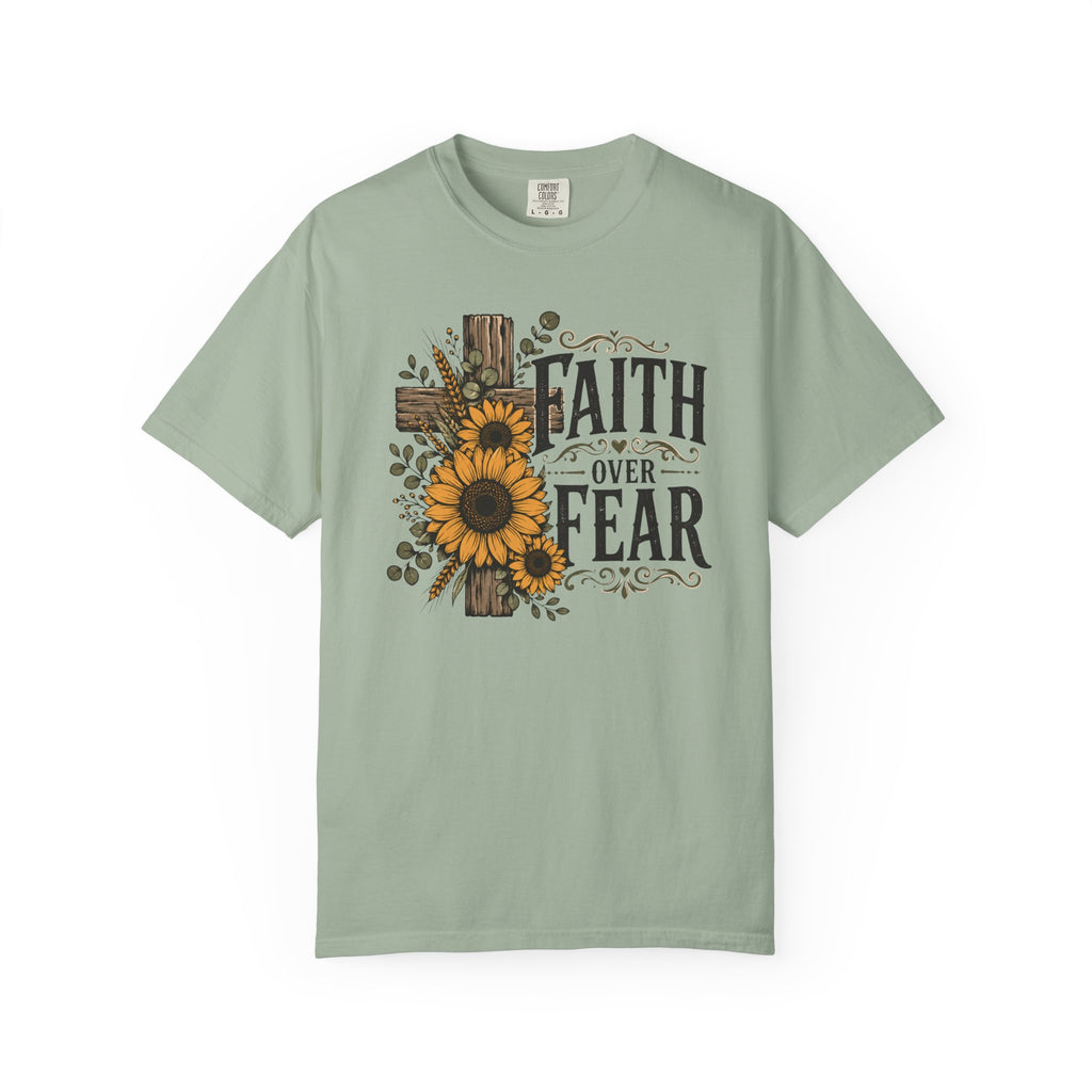 Faith Over Fear - Christian Floral Cross T-Shirt
