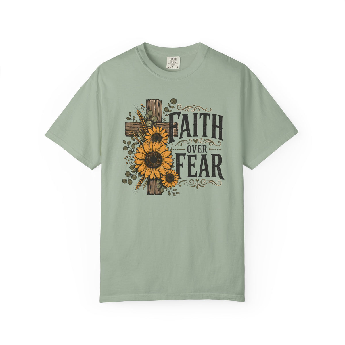 Faith Over Fear - Christian Floral Cross T-Shirt