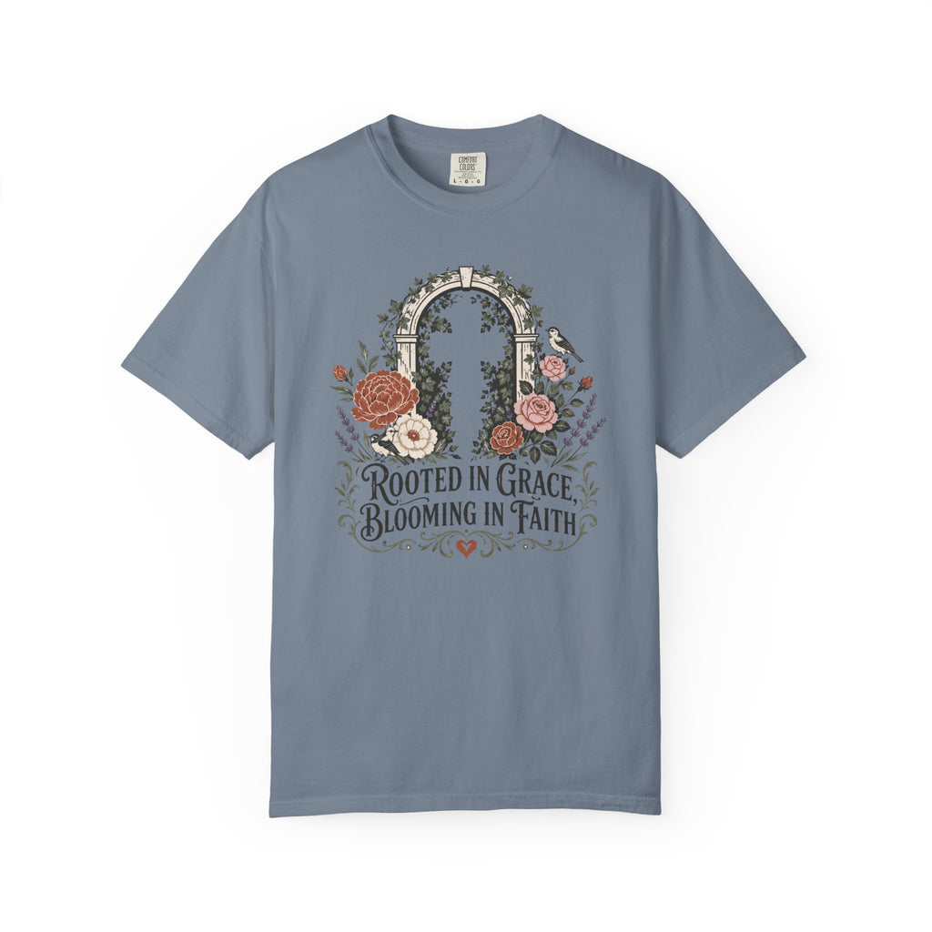 Rooted in Grace & Faith - Christian Floral T-Shirt