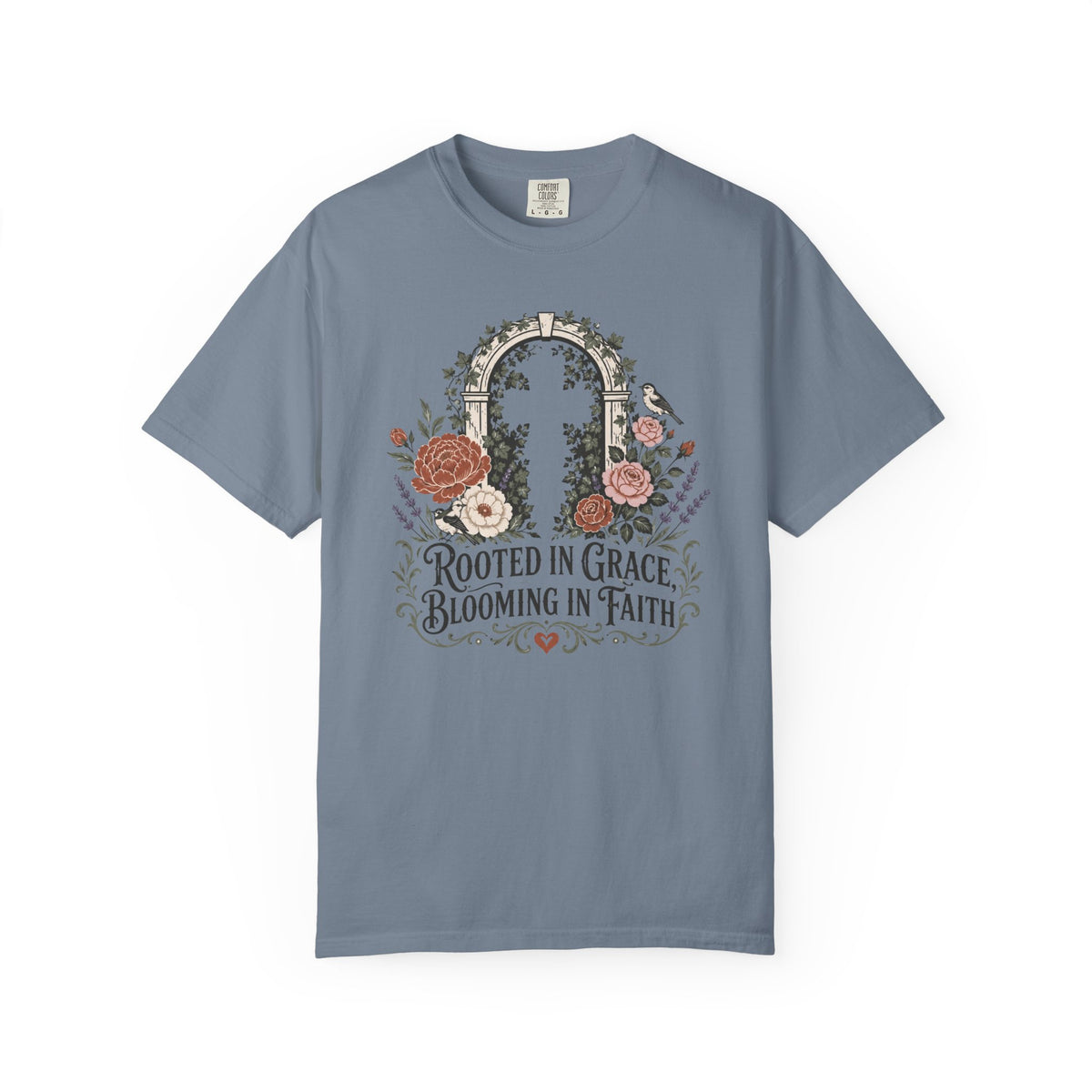 Rooted in Grace & Faith - Christian Floral T-Shirt