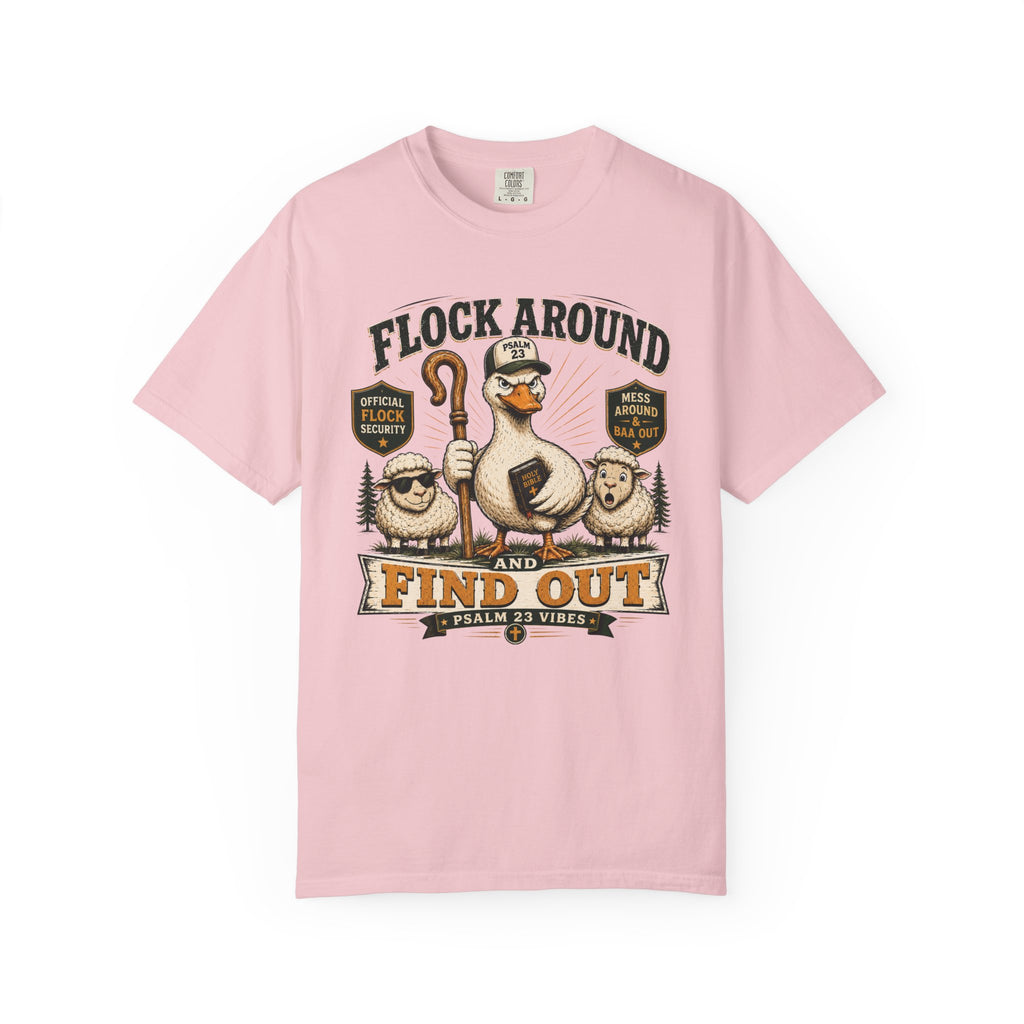 Flock Around and Find Out T-Shirt – Funny Shepherd Duck & Sheep Graphic Tee