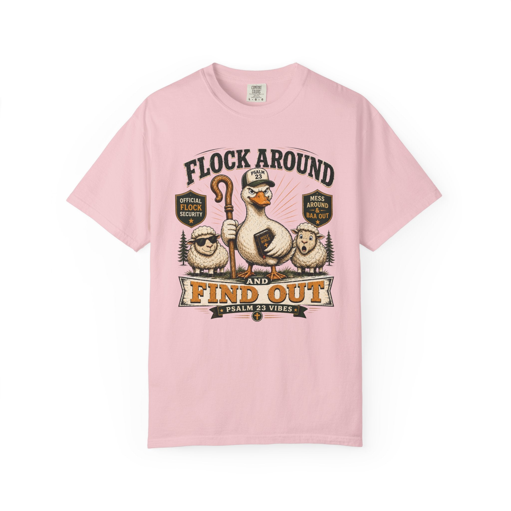 Flock Around and Find Out T-Shirt – Funny Shepherd Duck & Sheep Graphic Tee