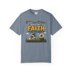 Walk By Faith Not By Sight Shirt | Christian Gamer Tee | Retro Pixel Art | Faith-Based Gaming T-Shirt
