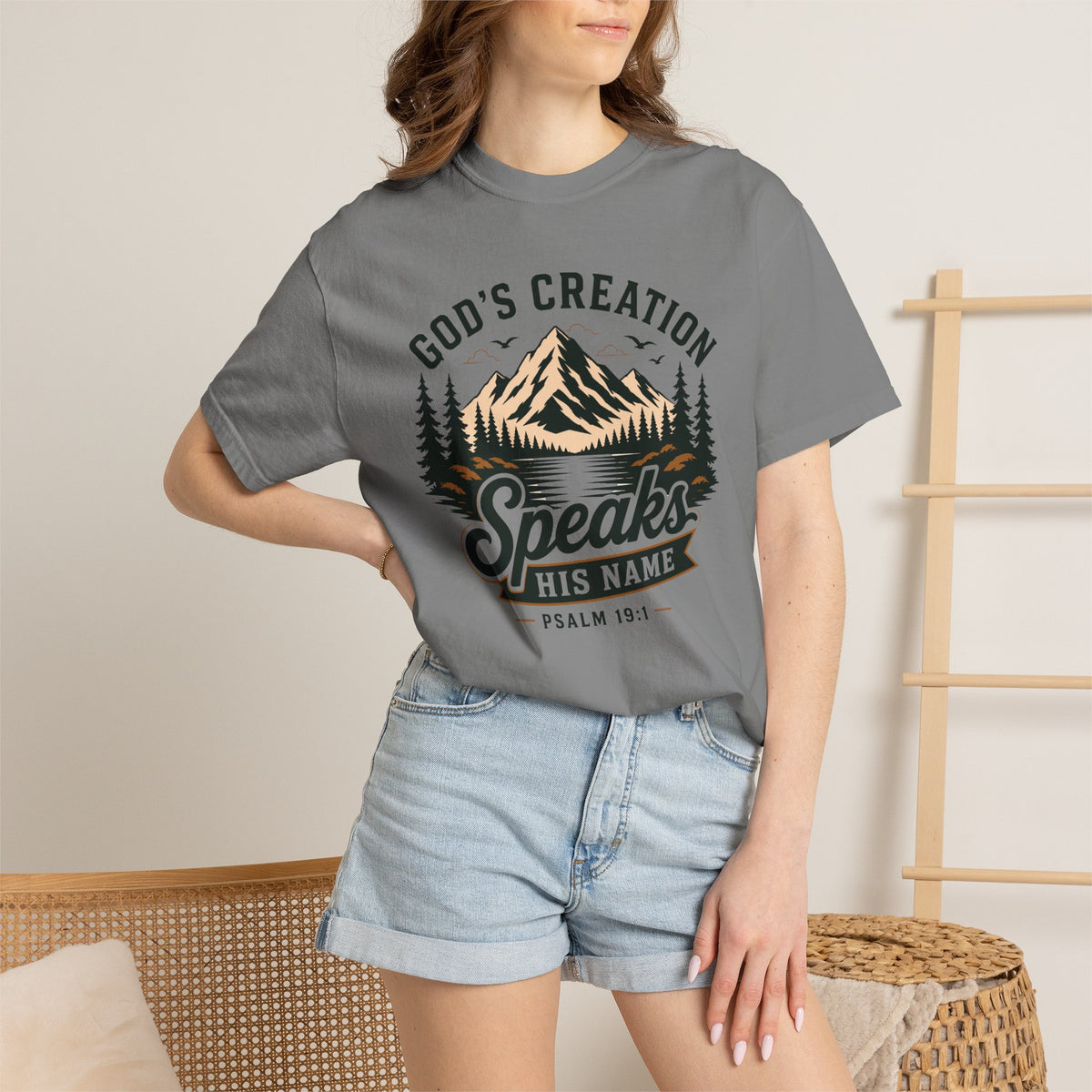 God's Creation Speaks His Name - Christian Outdoors Tee