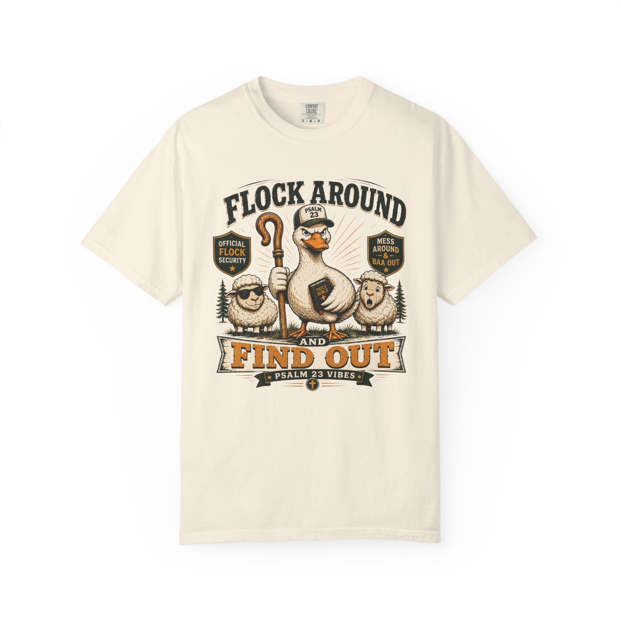 Flock Around and Find Out T-Shirt – Funny Shepherd Duck & Sheep Graphic Tee