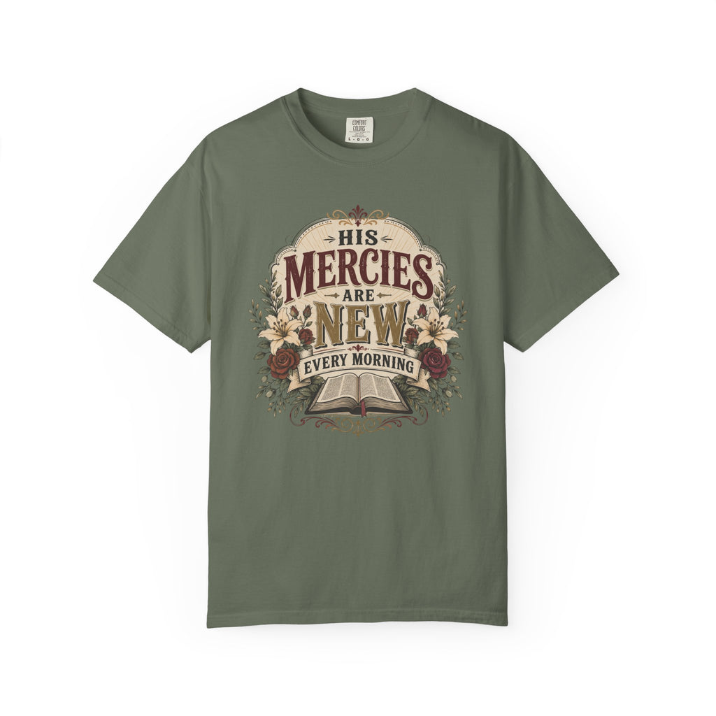 His Mercies - Christian Floral T-Shirt