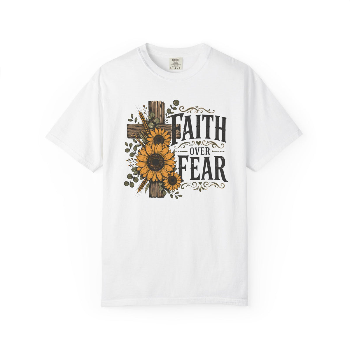 Faith Over Fear - Christian Floral Cross T-Shirt