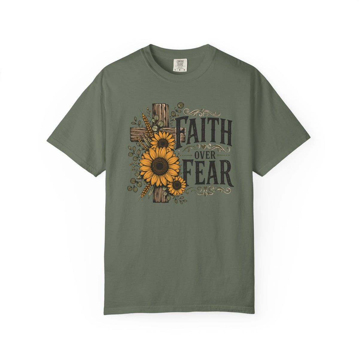 Faith Over Fear - Christian Floral Cross T-Shirt