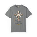 Floral Cross T-Shirt — "Bloom Where Love Plants You" Christian Faith Tee