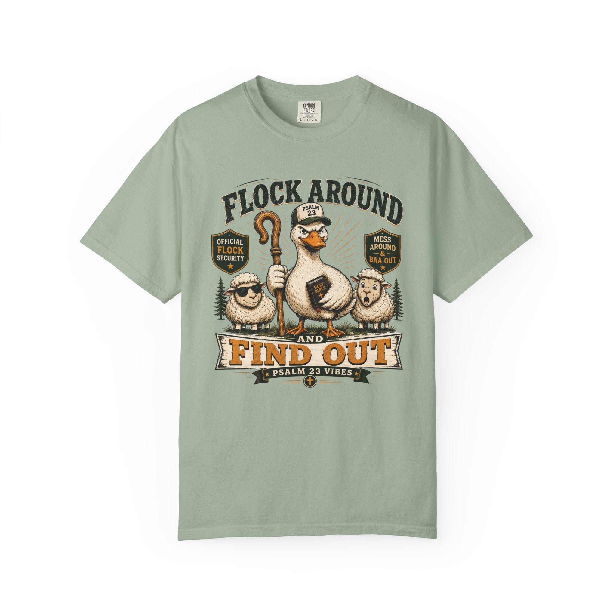 Flock Around and Find Out T-Shirt – Funny Shepherd Duck & Sheep Graphic Tee