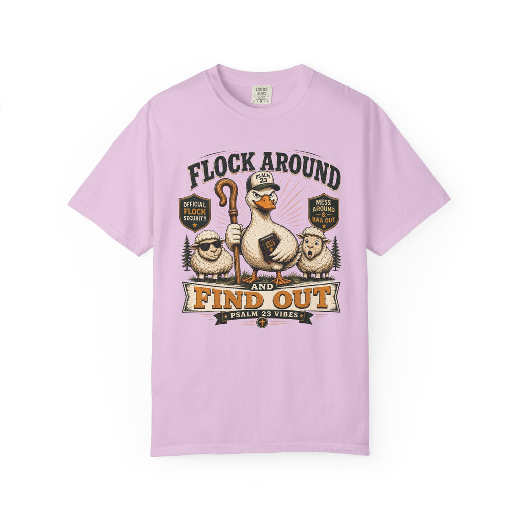 Flock Around and Find Out T-Shirt – Funny Shepherd Duck & Sheep Graphic Tee