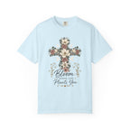 Floral Cross T-Shirt — "Bloom Where Love Plants You" Christian Faith Tee