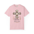 Floral Cross T-Shirt — "Bloom Where Love Plants You" Christian Faith Tee