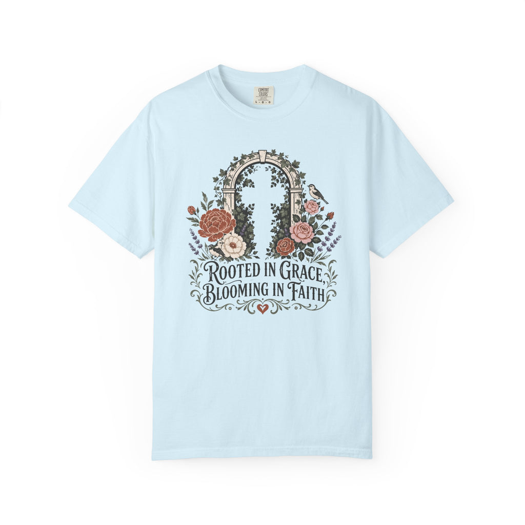 Rooted in Grace & Faith - Christian Floral T-Shirt