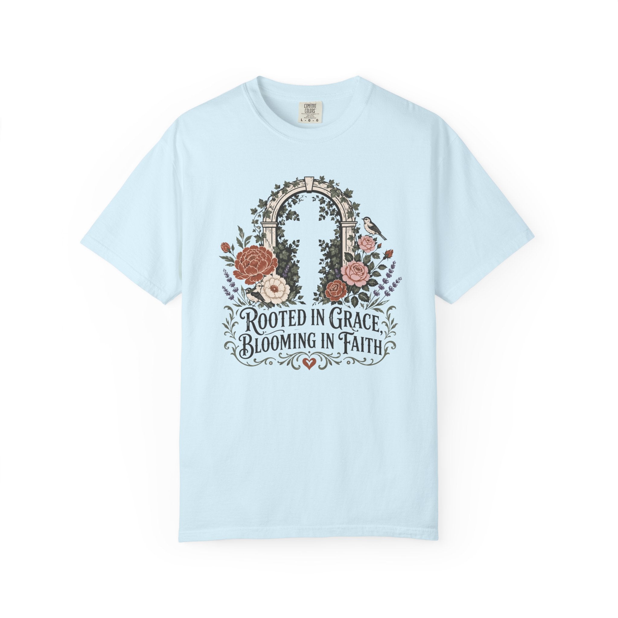 Rooted in Grace & Faith - Christian Floral T-Shirt