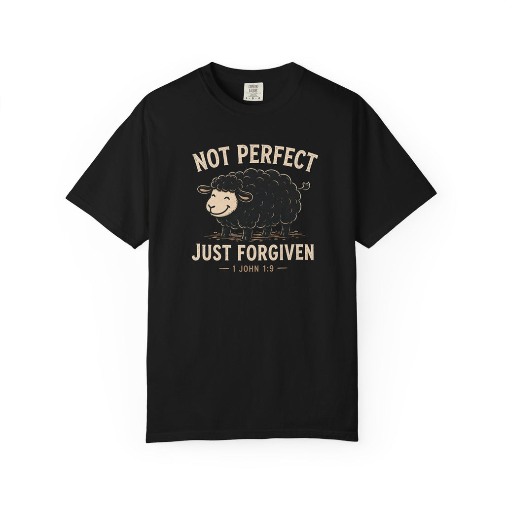 Not Perfect Just Forgiven Black Sheep Christian Shirt