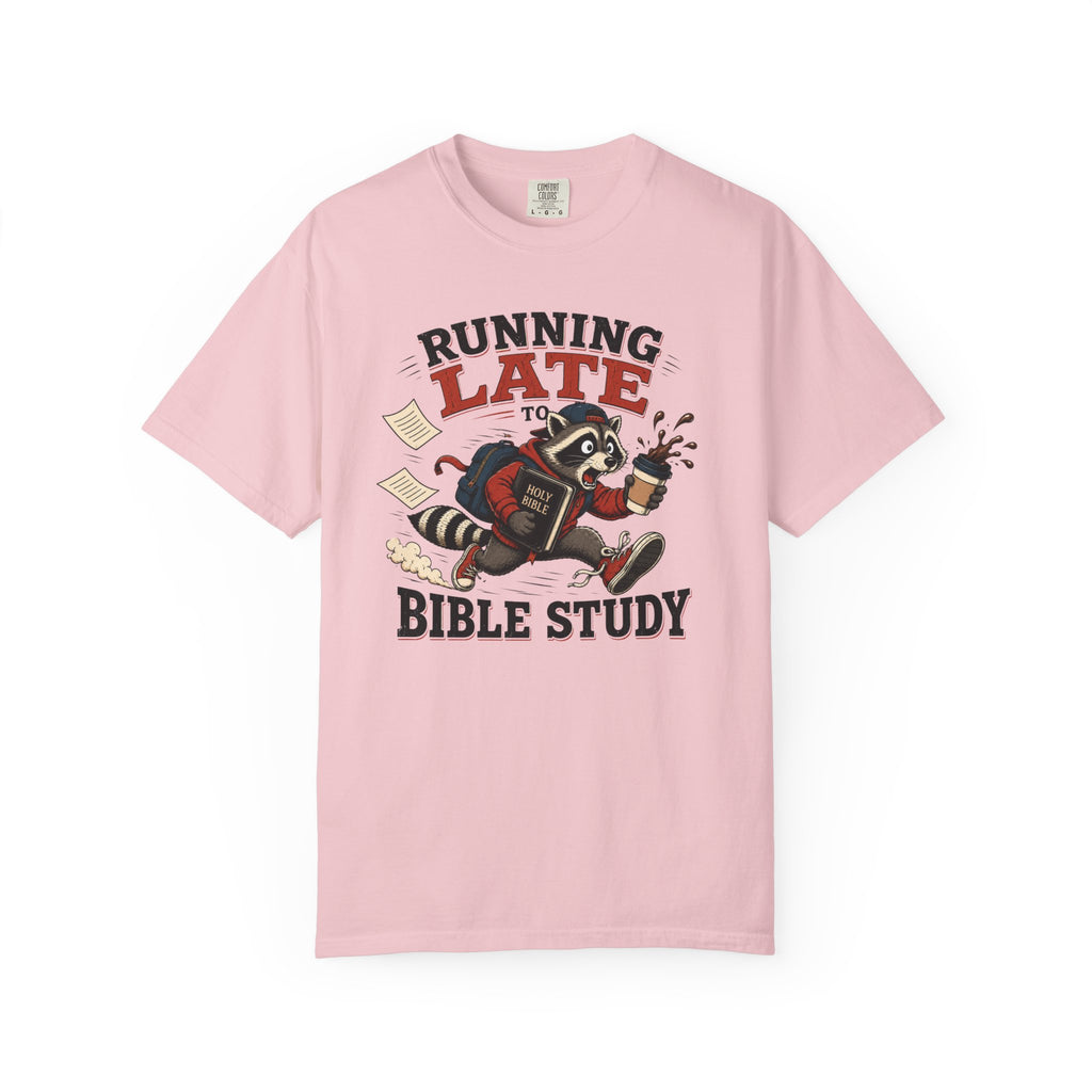 Running Late to Bible Study - Funny Christian Racoon T-Shirt