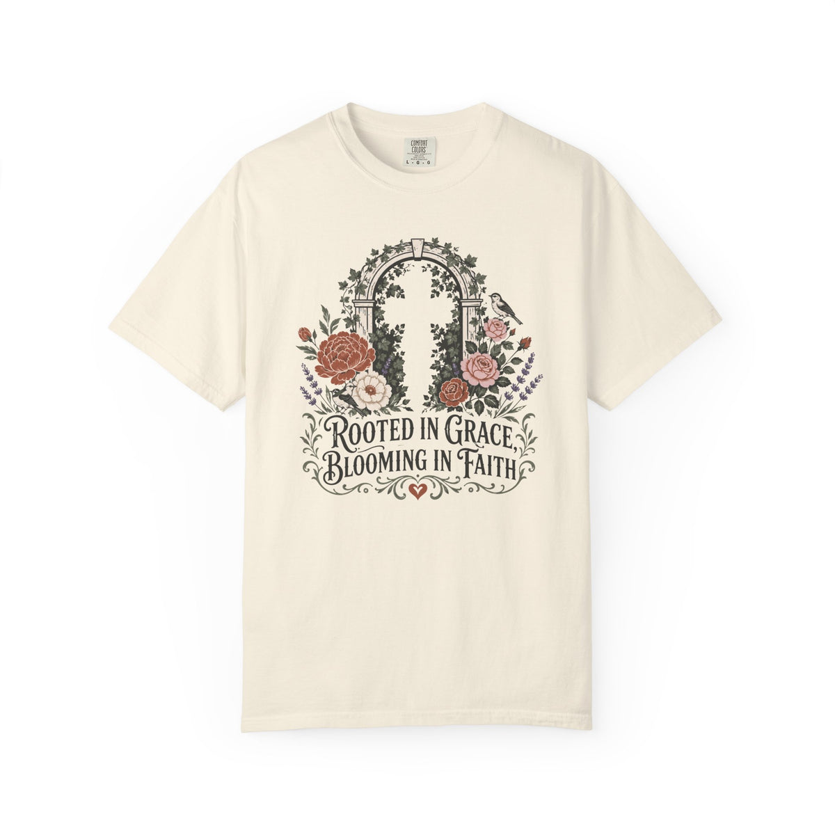 Rooted in Grace & Faith - Christian Floral T-Shirt