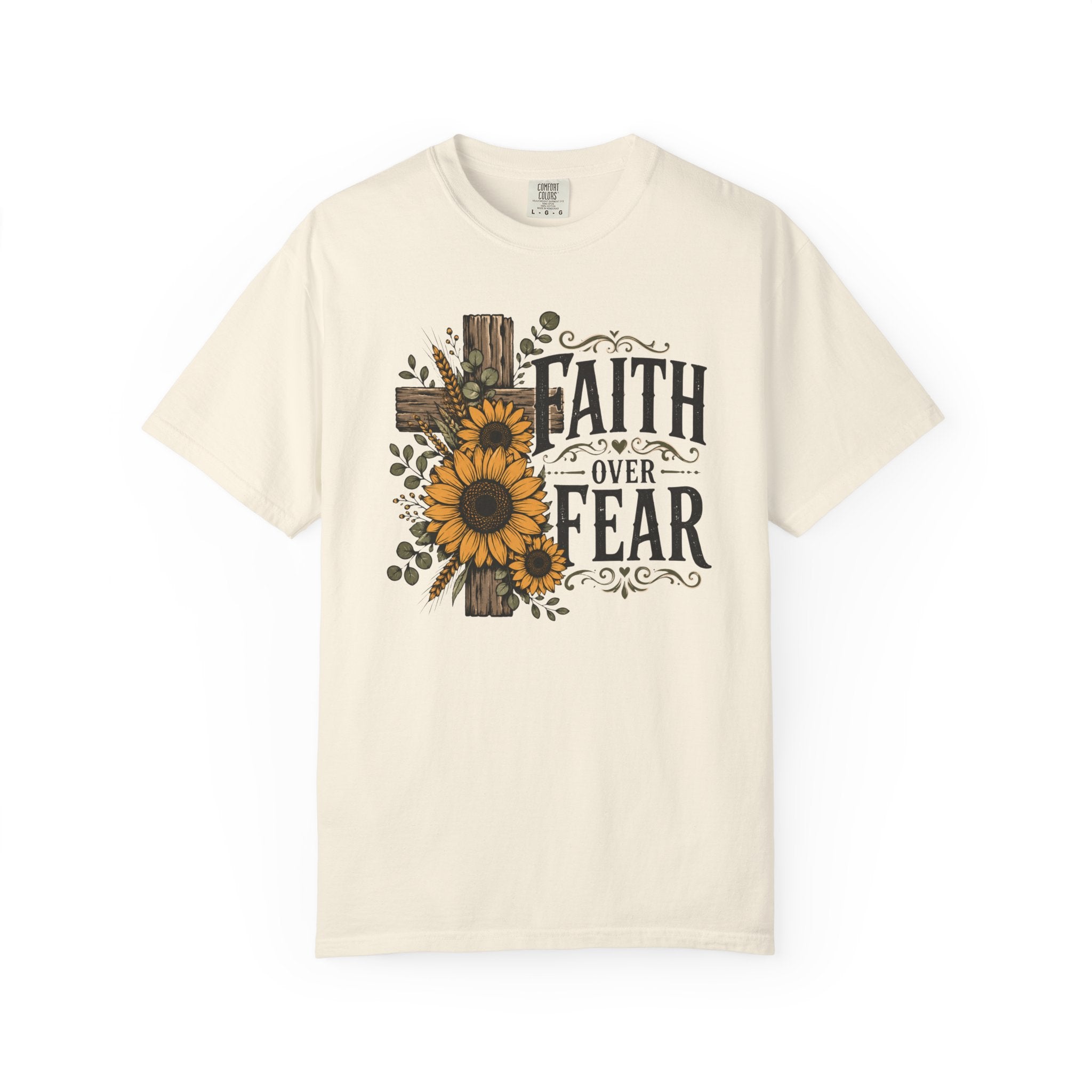 Faith Over Fear - Christian Floral Cross T-Shirt