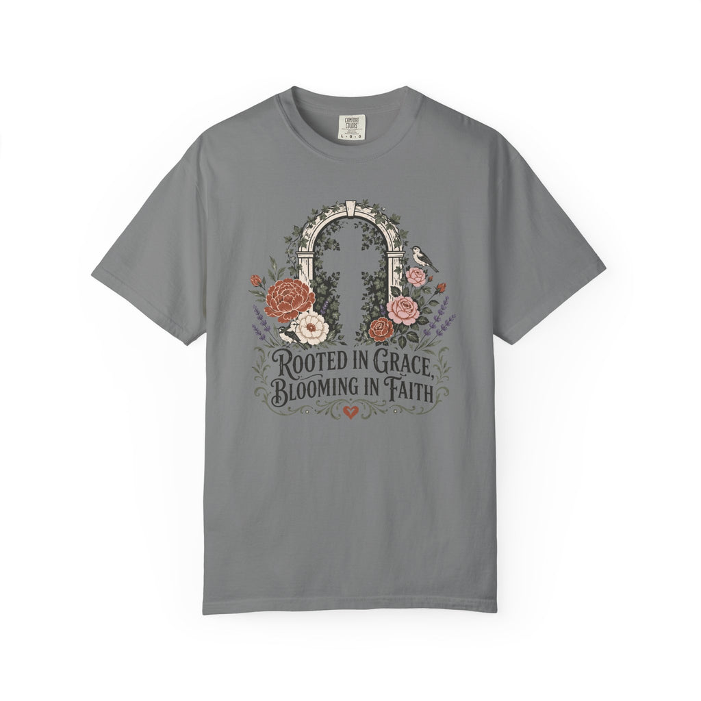 Rooted in Grace & Faith - Christian Floral T-Shirt