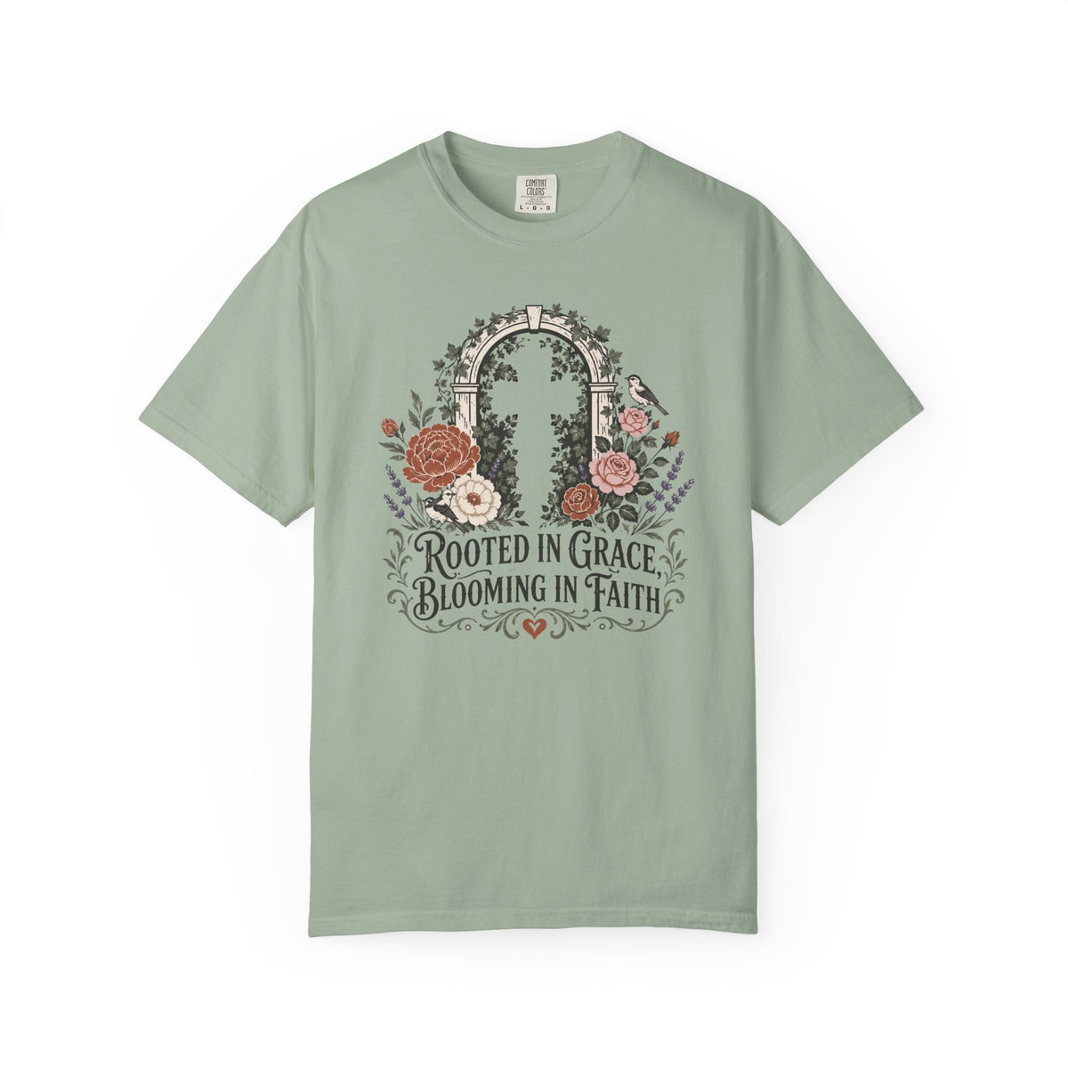 Rooted in Grace & Faith - Christian Floral T-Shirt