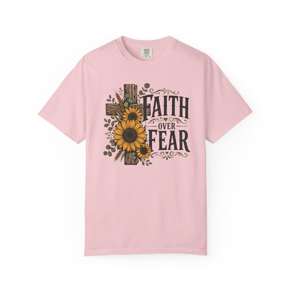 Faith Over Fear - Christian Floral Cross T-Shirt