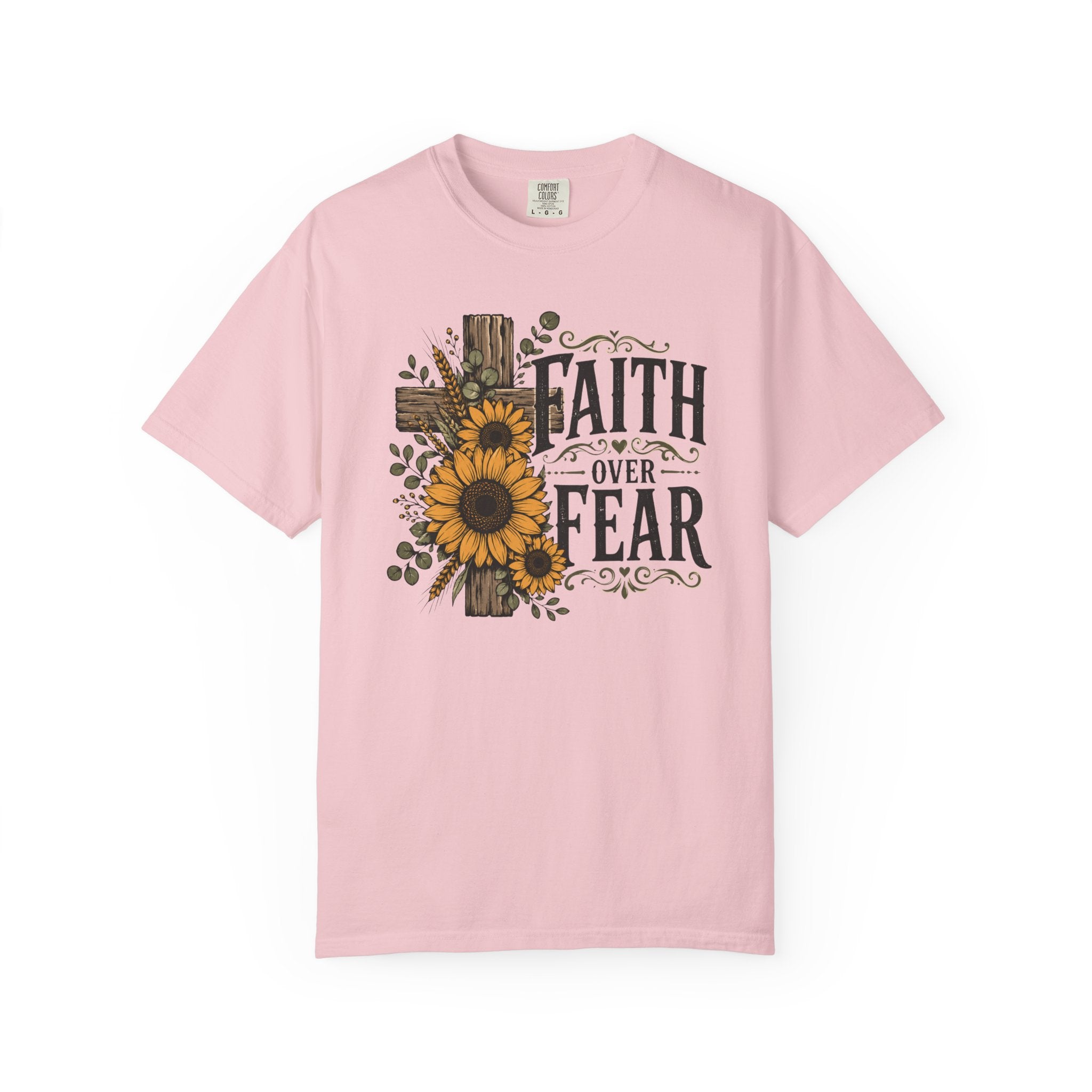 Faith Over Fear - Christian Floral Cross T-Shirt
