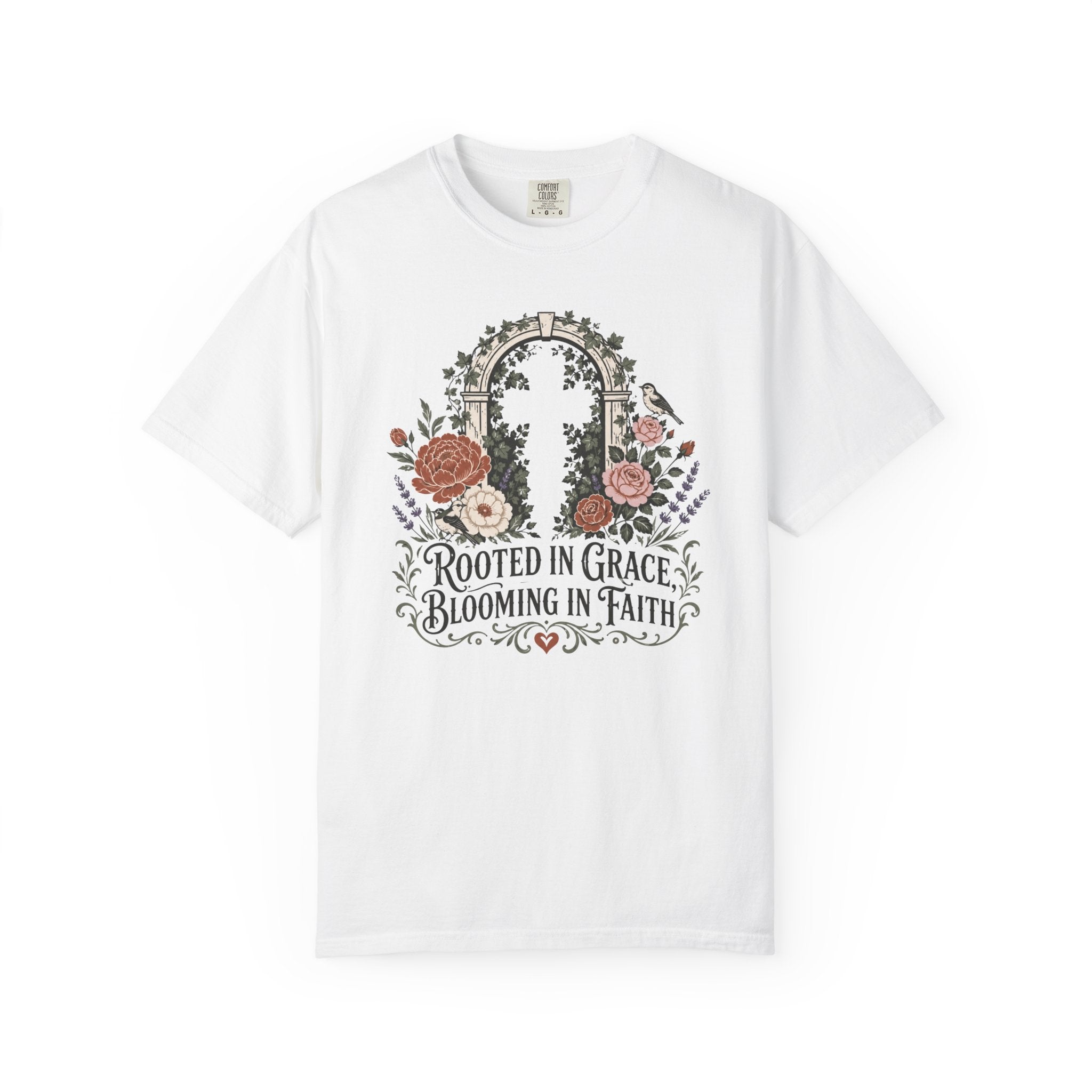 Rooted in Grace & Faith - Christian Floral T-Shirt