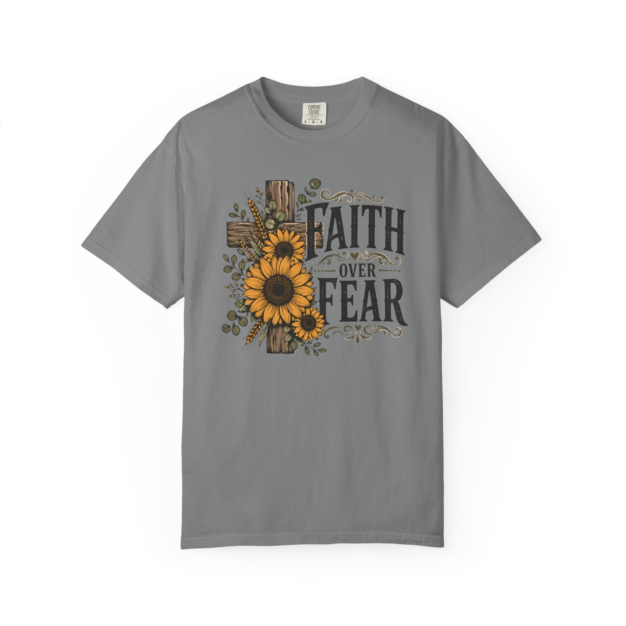 Faith Over Fear - Christian Floral Cross T-Shirt