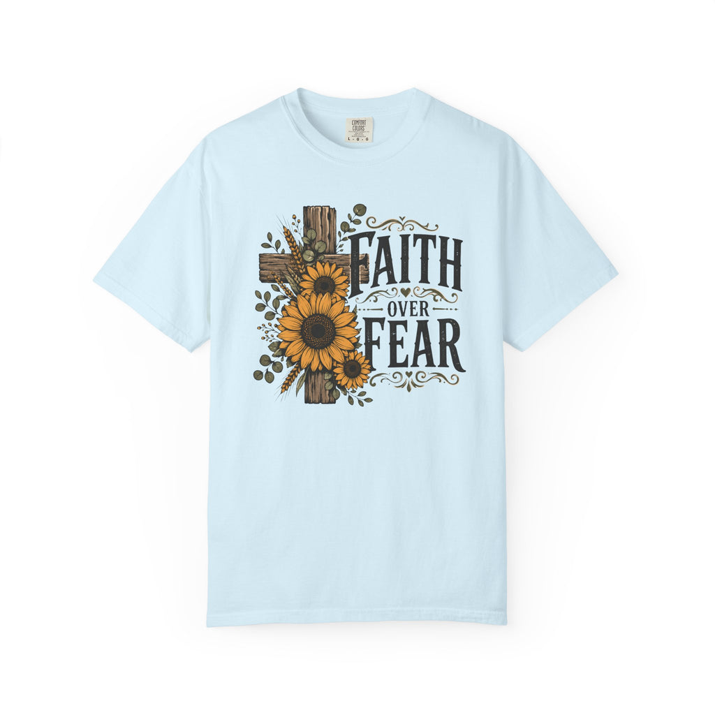 Faith Over Fear - Christian Floral Cross T-Shirt