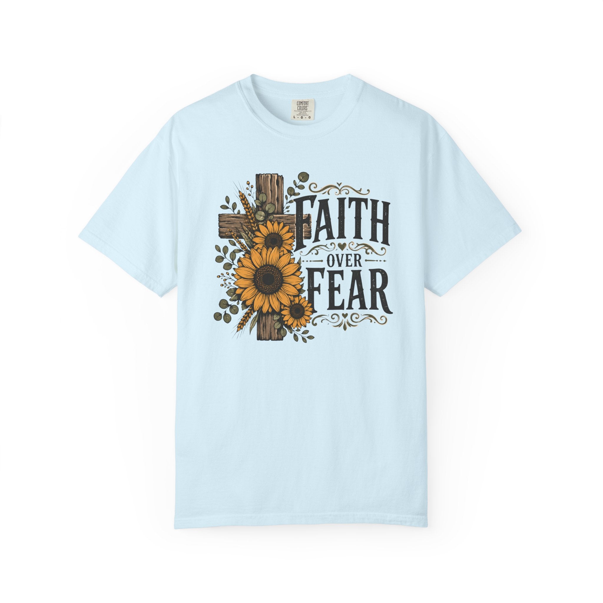 Faith Over Fear - Christian Floral Cross T-Shirt