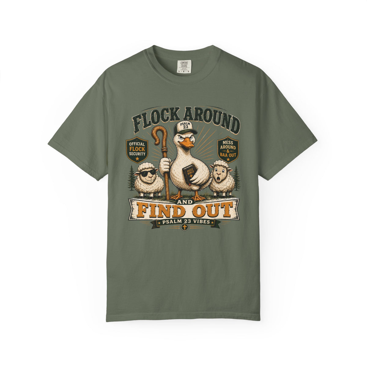 Flock Around and Find Out T-Shirt – Funny Shepherd Duck & Sheep Graphic Tee