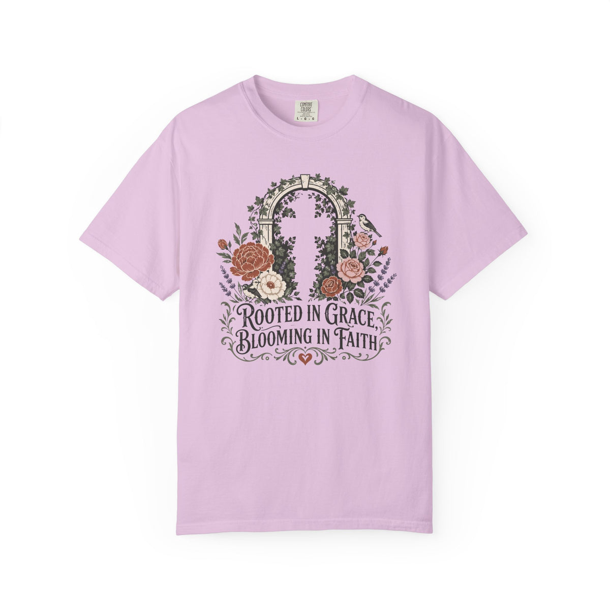Rooted in Grace & Faith - Christian Floral T-Shirt